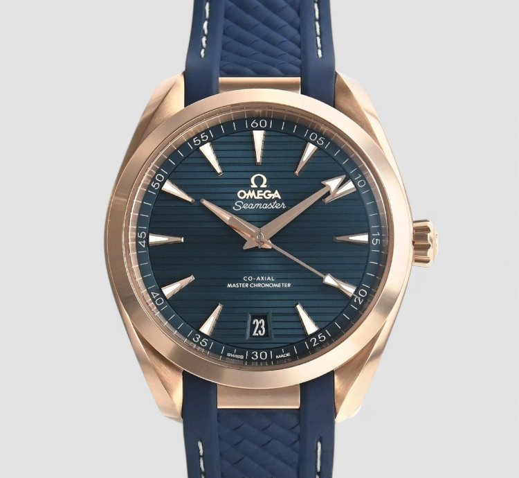 Omega Seamaster Aqua Terra Co-axial Master Blue Dial 18k Rose Gold
