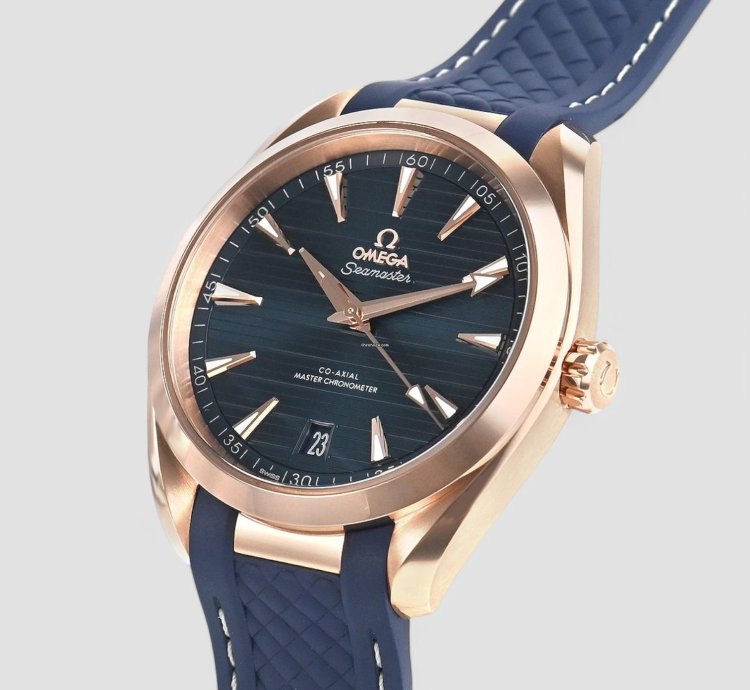 Omega Seamaster Aqua Terra Co-axial Master Blue Dial 18k Rose Gold