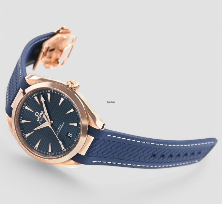 Omega Seamaster Aqua Terra Co-axial Master Blue Dial 18k Rose Gold