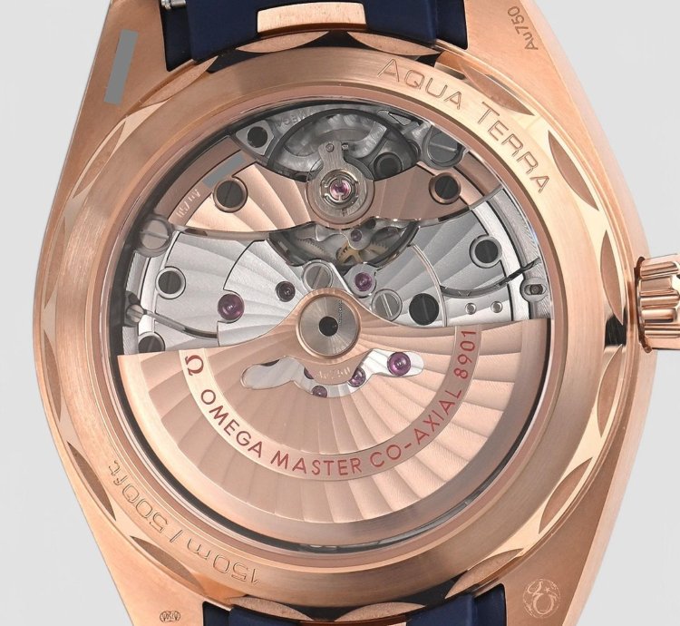 Omega Seamaster Aqua Terra Co-axial Master Blue Dial 18k Rose Gold