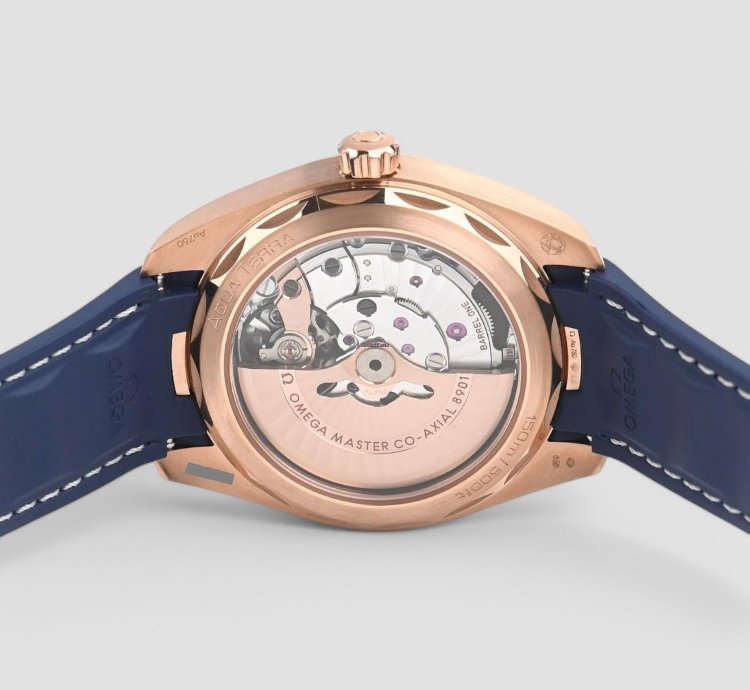 Omega Seamaster Aqua Terra Co-axial Master Blue Dial 18k Rose Gold