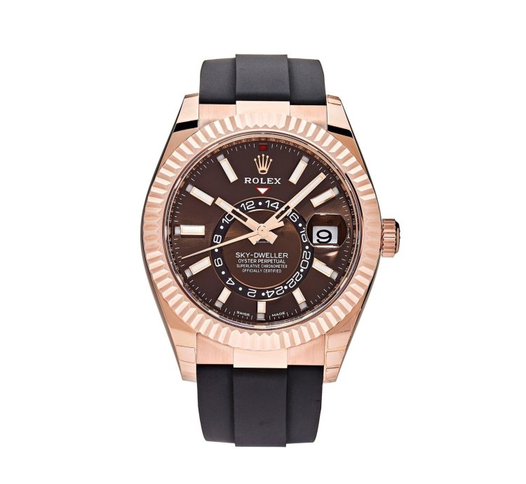 Rolex Sky-dweller 336235 Rose Gold Brown Chocolate Dial Oysterflex