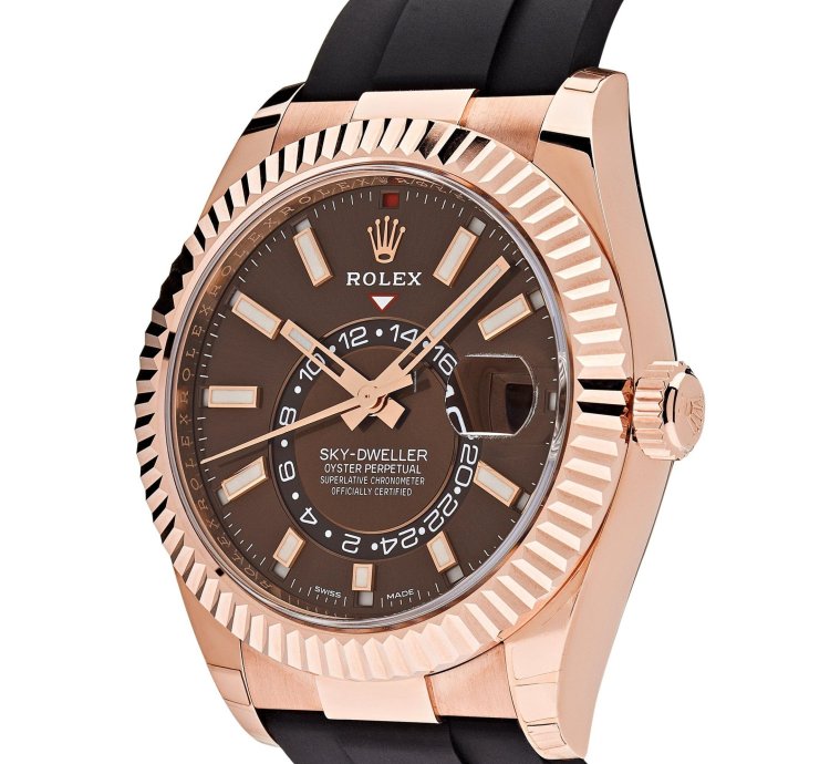 Rolex Sky-dweller 336235 Rose Gold Brown Chocolate Dial Oysterflex