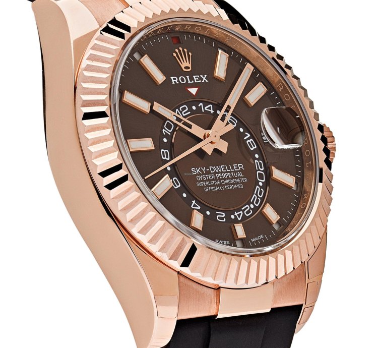 Rolex Sky-dweller 336235 Rose Gold Brown Chocolate Dial Oysterflex