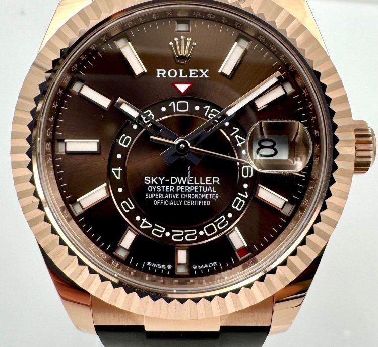 Rolex Sky-dweller 336235 Rose Gold Chocolate Dial Oysterflex Unworn 2024