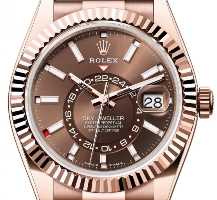 Rolex Sky-dweller 336235 Rose Gold Chocolate Dial Oysterflex Unworn 2024