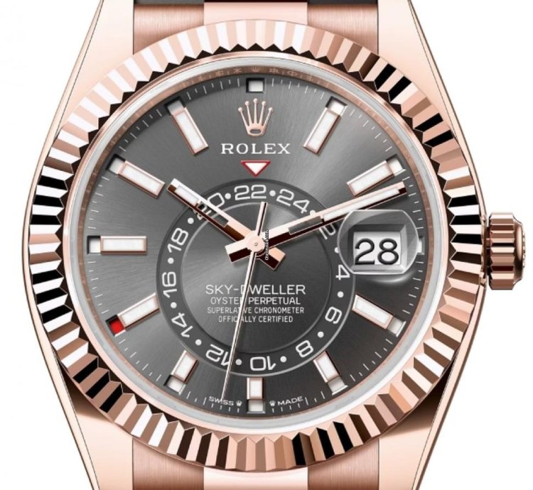 Rolex Sky-dweller 336235 Rose Gold Rhodium Dial Oysterflex Unworn 2024
