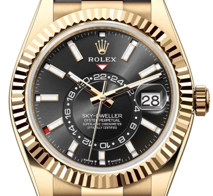 Rolex Sky-dweller 336238 Yellow Gold Black Dial Oysterflex Unworn 2024