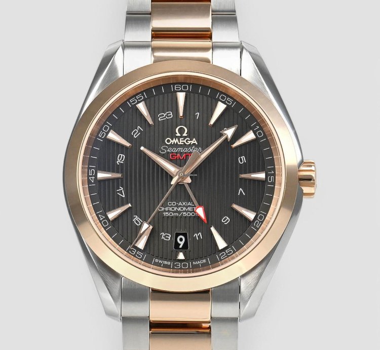 Omega Seamaster Aqua Terra Gmt Automatic Grey Dial Two-tone Men Watch