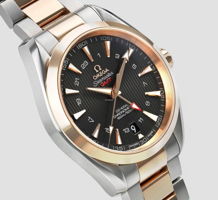 Omega Seamaster Aqua Terra Gmt Automatic Grey Dial Two-tone Men Watch