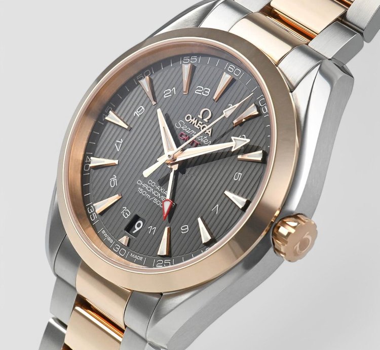 Omega Seamaster Aqua Terra Gmt Automatic Grey Dial Two-tone Men Watch