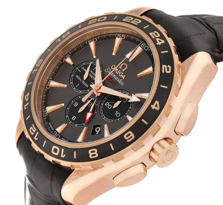 Omega Seamaster Aqua Terra Gmt Rose Gold Mens Watch 231 53 44 52 06 001 Box Card