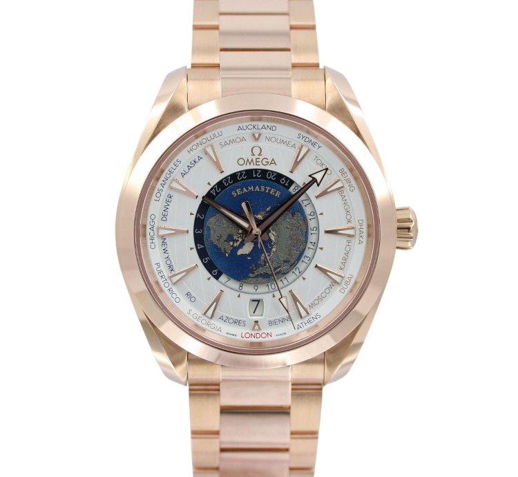 Omega Seamaster Aqua Terra Worldtimer 150 43 Mm Sedna Gold Mit Goldband 220 50 43 22 02 001