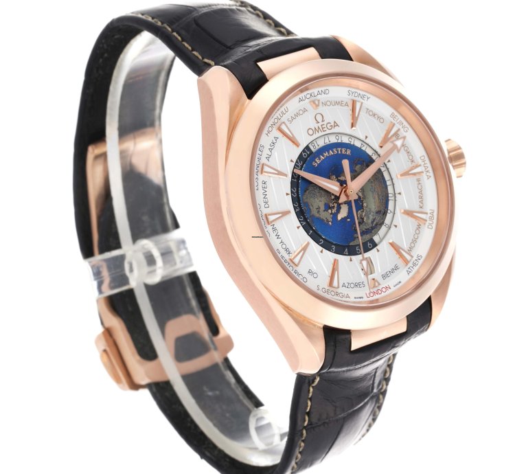 Omega Seamaster Aqua Terra Worldtimer 43 Worldtimer Rose Gold Mens Watch 220 53 43 22 02 001
