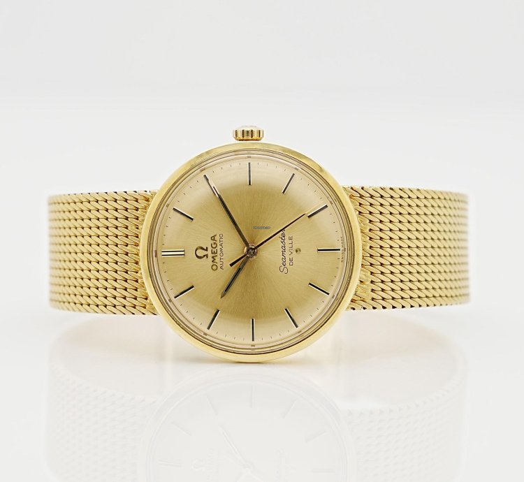 Omega Seamaster Deville De Ville 18k Gelbgold 35mm New Service