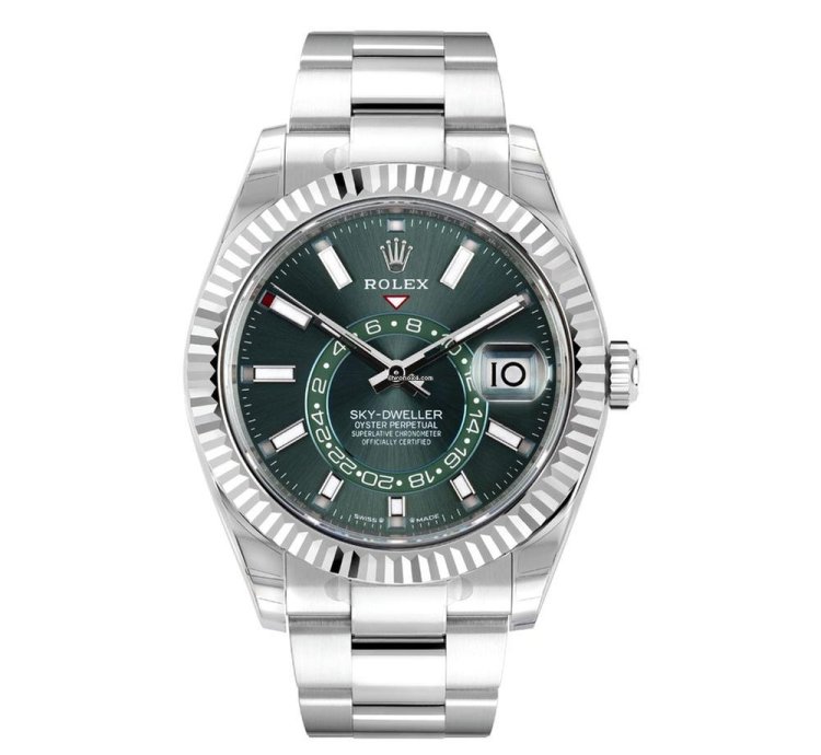 Rolex Sky-dweller 336934 Stainless Steel Green Index Dial 42 Mm