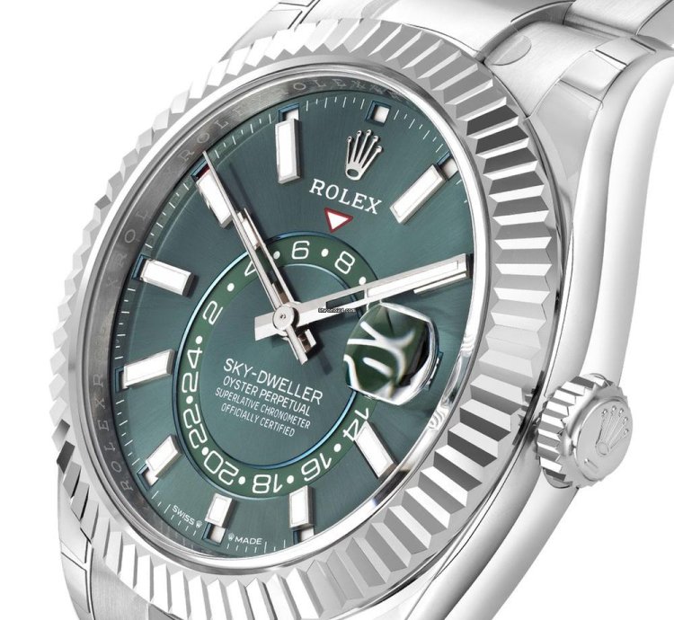 Rolex Sky-dweller 336934 Stainless Steel Green Index Dial 42 Mm