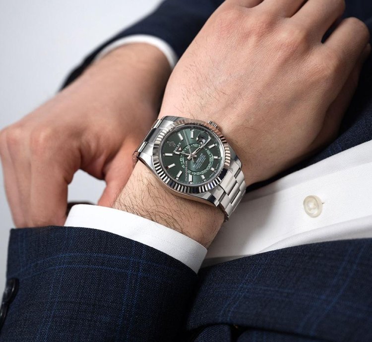 Rolex Sky-dweller 336934 Stainless Steel Green Index Dial 42 Mm