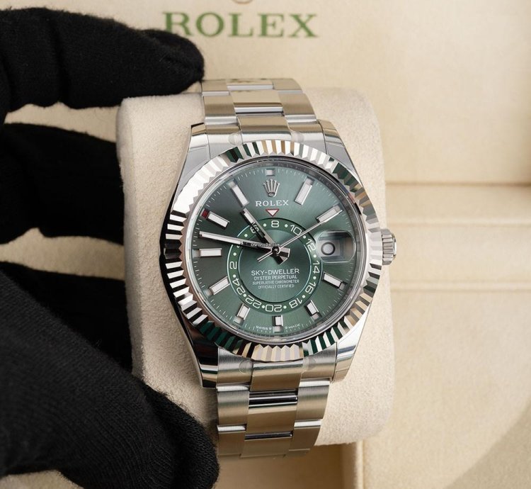 Rolex Sky-dweller 336934 Stainless Steel Green Index Dial 42 Mm