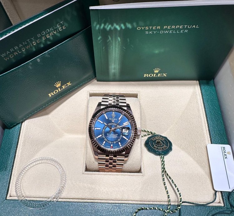 Rolex Sky-dweller 336935 Jubilee Band Rose Gold With Blue Green Dial