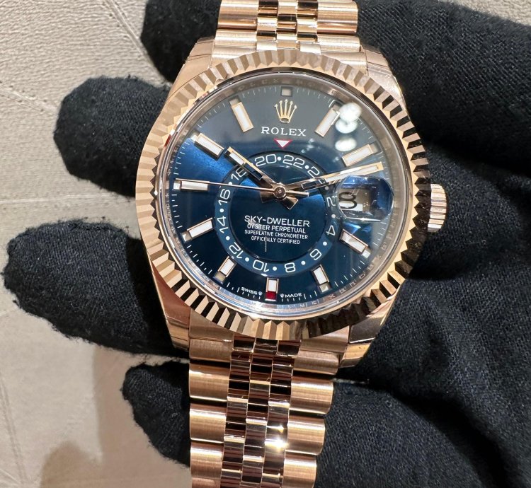 Rolex Sky-dweller 336935 Jubilee Band Rose Gold With Blue Green Dial