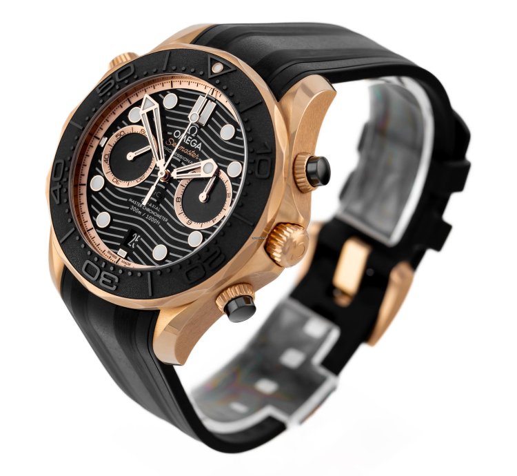 Omega Seamaster Diver 300 Chronograph Rose Gold 18k Ref 210 62 44 51 01 001 Full Set