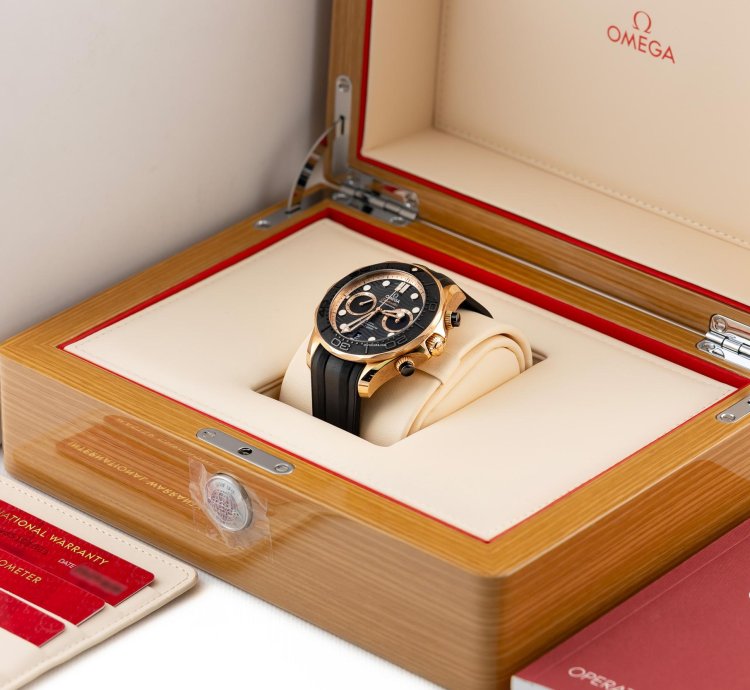 Omega Seamaster Diver 300 Chronograph Rose Gold 18k Ref 210 62 44 51 01 001 Full Set
