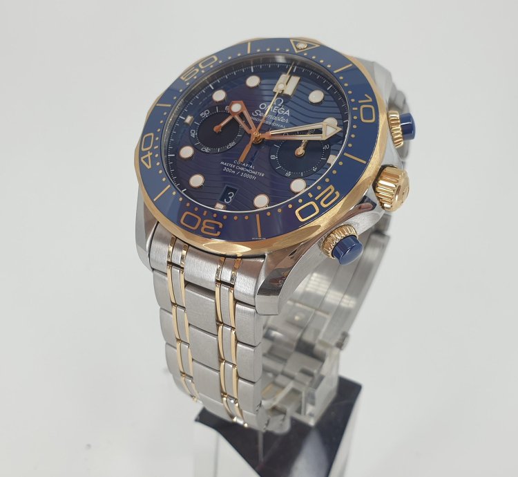 Omega Seamaster Diver 300 Chronograph Steel Gold Blue - Full Set 2023