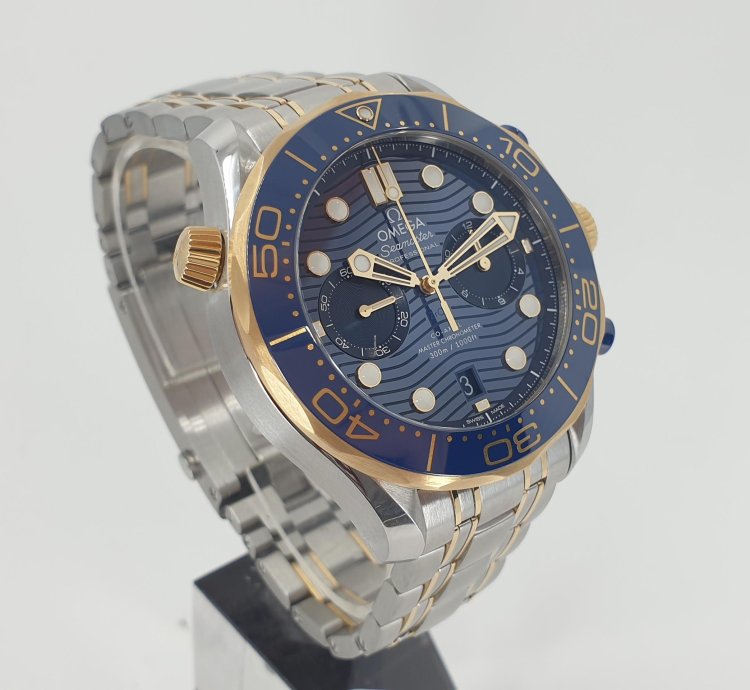 Omega Seamaster Diver 300 Chronograph Steel Gold Blue - Full Set 2023
