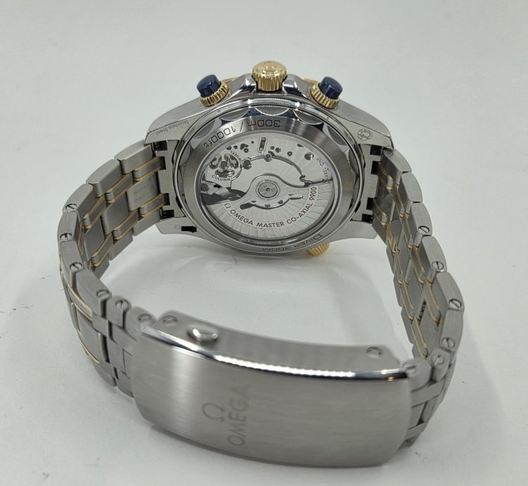 Omega Seamaster Diver 300 Chronograph Steel Gold Blue - Full Set 2023
