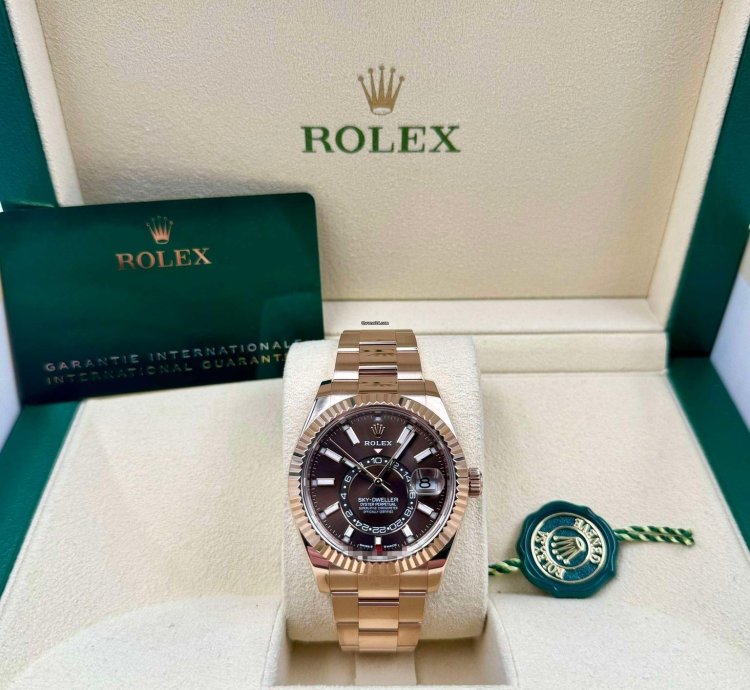 Rolex Sky-dweller 336935 Rose Gold Chocolate Dial Oyster Bracelet Unworn 2023