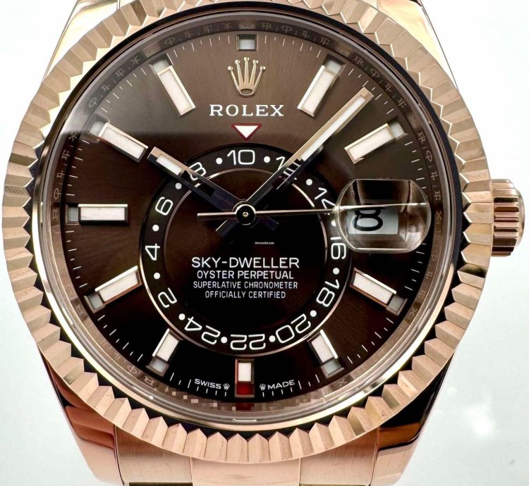 Rolex Sky-dweller 336935 Rose Gold Chocolate Dial Oyster Bracelet Unworn 2023