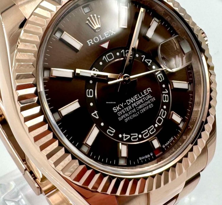 Rolex Sky-dweller 336935 Rose Gold Chocolate Dial Oyster Bracelet Unworn 2023