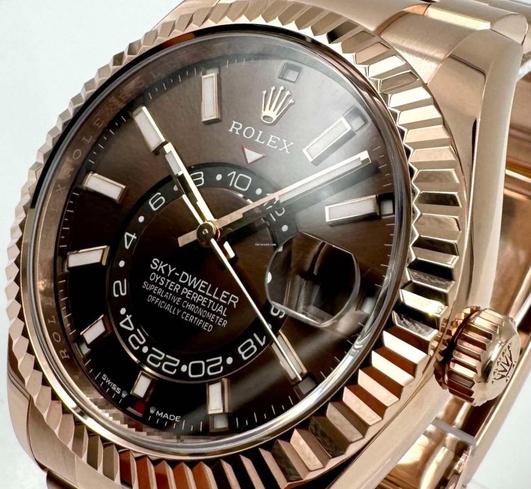 Rolex Sky-dweller 336935 Rose Gold Chocolate Dial Oyster Bracelet Unworn 2023