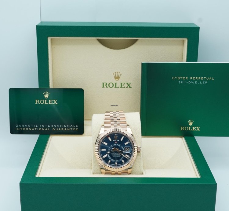 Rolex Sky-dweller 336935 Sky-dweller 42 Mm 18k Rose Gold Blue Dial Oyster Bracelet Complete Set 2024