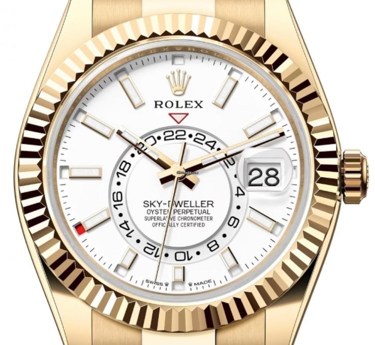 Rolex Sky-dweller 336938 Yellow Gold White Dial Oyster Bracelet Unworn 2024