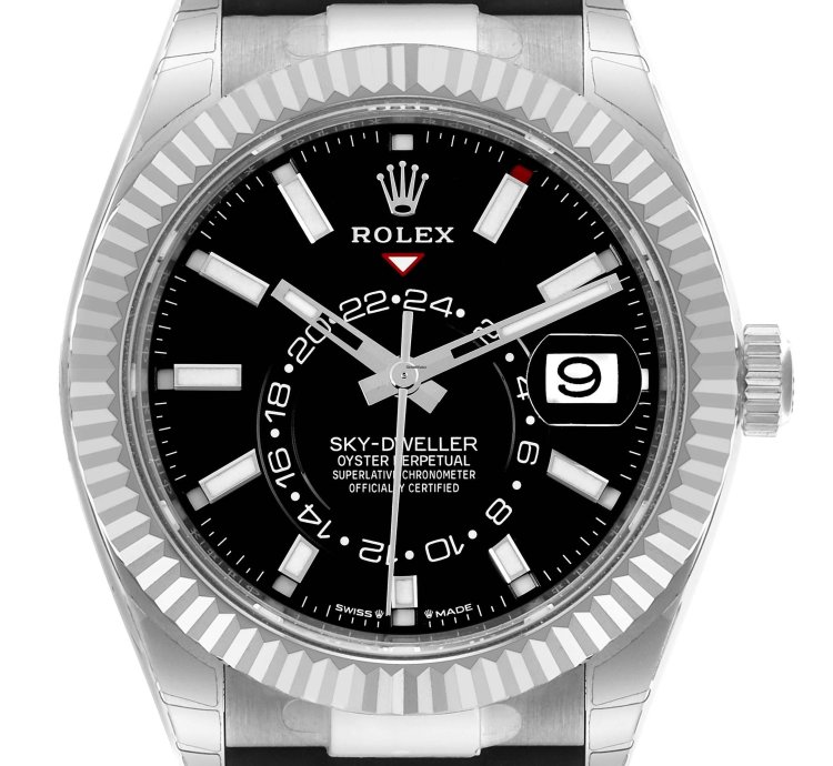 Rolex Sky-dweller 42 Black Dial White Gold Mens Watch 336239 Unworn