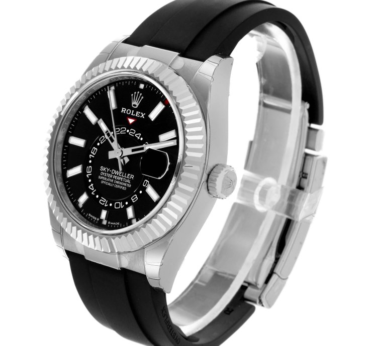 Rolex Sky-dweller 42 Black Dial White Gold Mens Watch 336239 Unworn