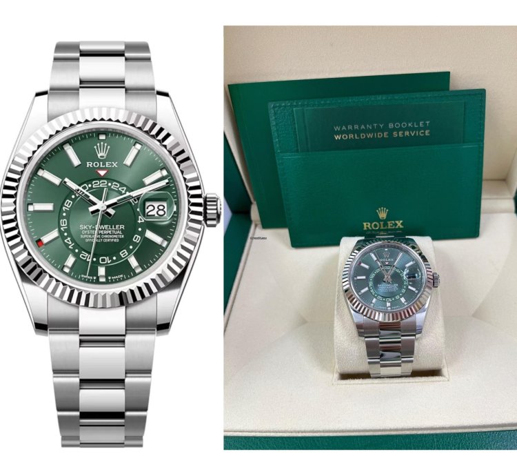 Rolex Sky-dweller 42 Mm Oystersteel And White Gold Green Dial Sky Dweller 336934