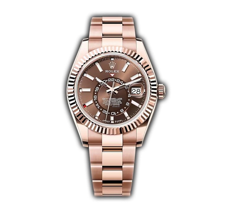 Rolex Sky-dweller 42mm 18k Everose Gold Chocolate Dial Oyster Bracelet
