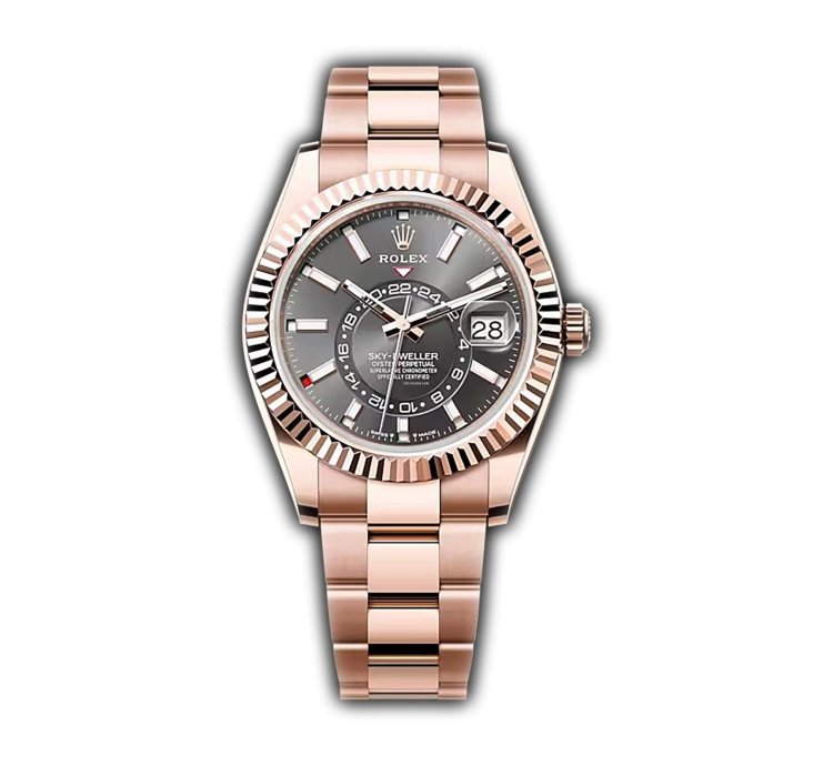 Rolex Sky-dweller 42mm 18k Everose Gold Slate Dial Oyster Bracelet