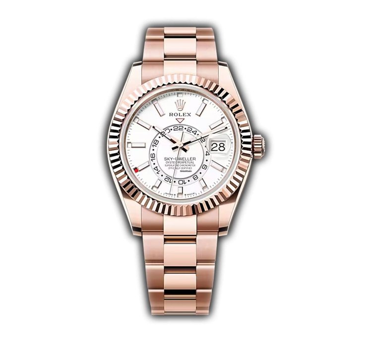 Rolex Sky-dweller 42mm 18k Everose Gold White Dial Oyster Bracelet
