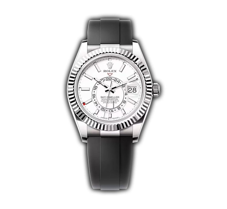 Rolex Sky-dweller 42mm 18k White Gold White Dial Oysterflex