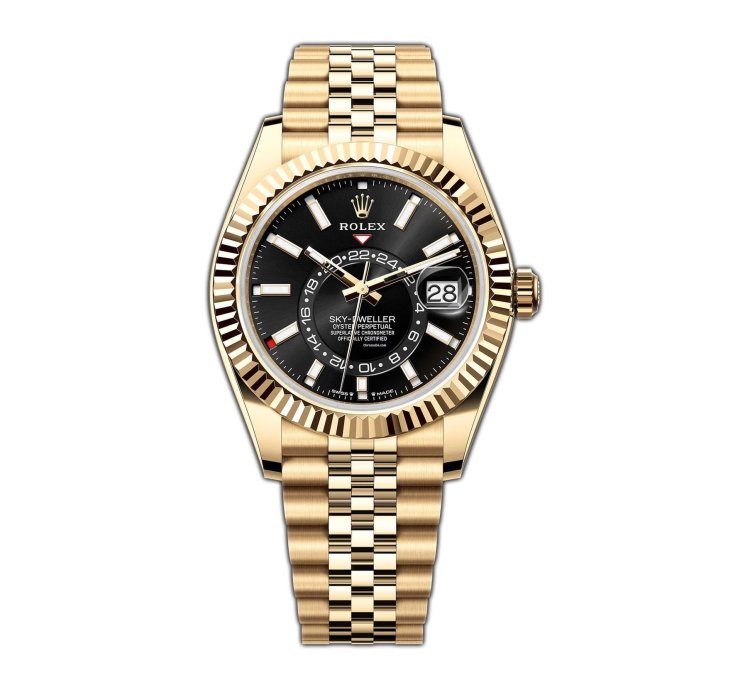 Rolex Sky-dweller 42mm Black Dial 18k Yellow Gold Jubilee