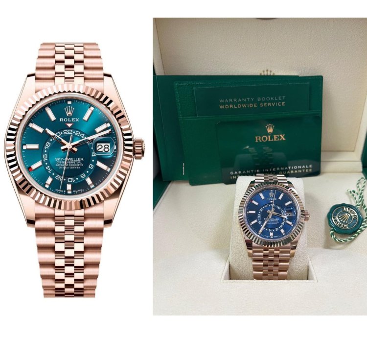 Rolex Sky-dweller 42mm Blue Dial Rose Gold Jubilee Bracelet 336935