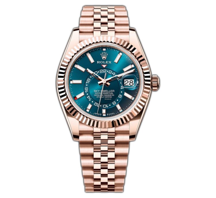 Rolex Sky-dweller 42mm Blue-green Dial 18k Rose Gold Jubilee