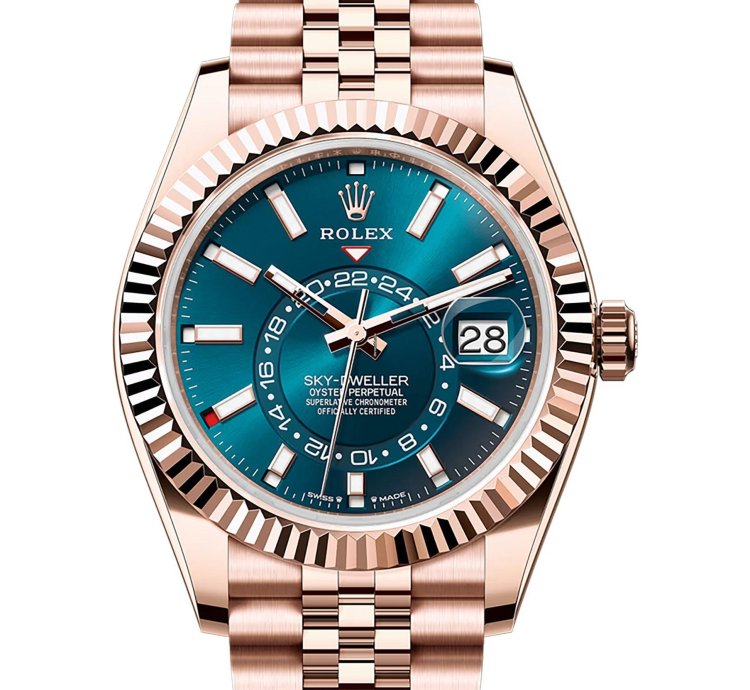 Rolex Sky-dweller 42mm Blue-green Dial 18k Rose Gold Jubilee