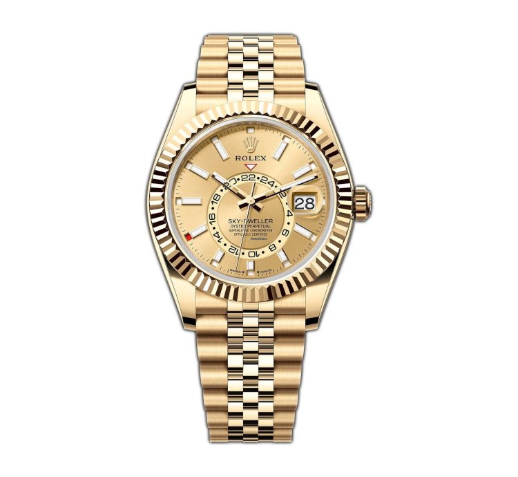 Rolex Sky-dweller 42mm Champagne Dial 18k Yellow Gold Jubilee