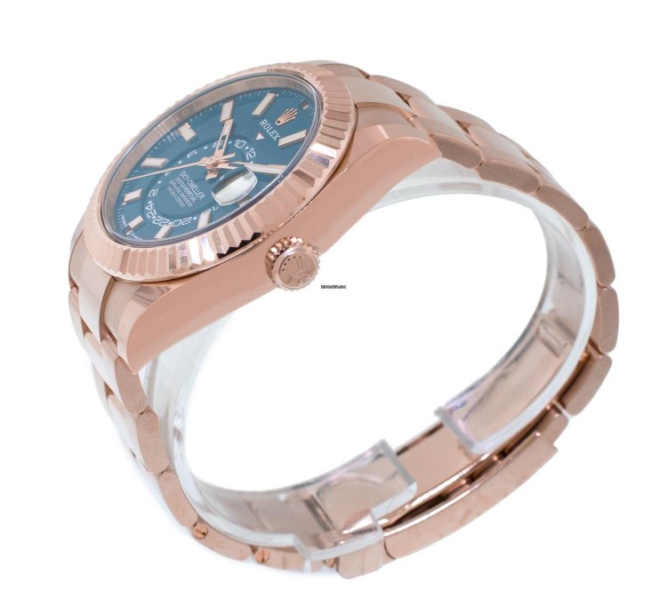 Rolex Sky-dweller 42mm Everose Gold Blue Index Dial Fluted Bezel 336935