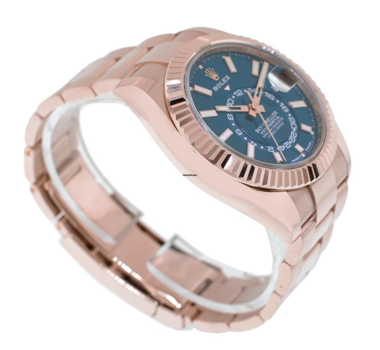 Rolex Sky-dweller 42mm Everose Gold Blue Index Dial Fluted Bezel 336935
